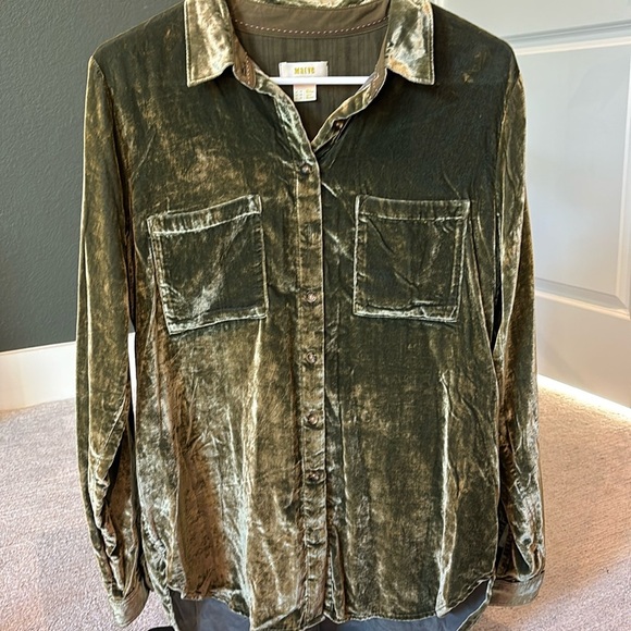 Maeve Green Suede Button-up - Picture 2 of 4